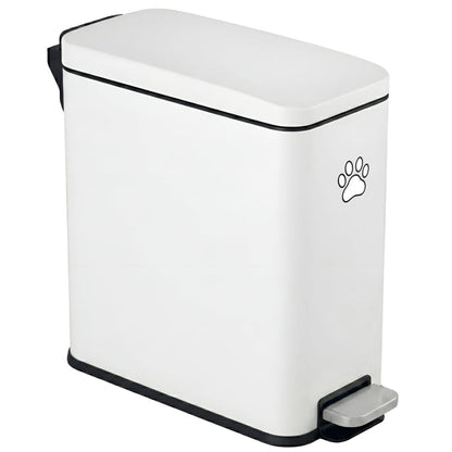 12 Liter / 3 Gallon SoftStep Matte White Stainless Steel Slim Step Pedal Pet Waste Receptacle with AbsorbX Odor Filter