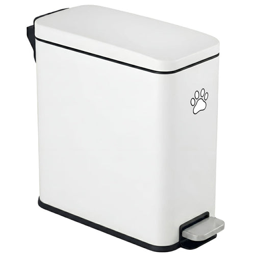 12 Liter / 3 Gallon SoftStep Matte White Stainless Steel Slim Step Pedal Pet Waste Receptacle with AbsorbX Odor Filter