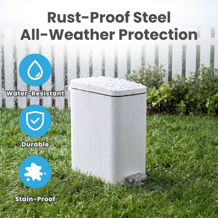 12 Liter / 3 Gallon SoftStep Matte White Stainless Steel Slim Step Pedal Pet Waste Receptacle with AbsorbX Odor Filter