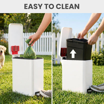 12 Liter / 3 Gallon SoftStep Matte White Stainless Steel Slim Step Pedal Pet Waste Receptacle with AbsorbX Odor Filter