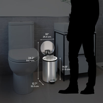 3.2 Gallon / 12 Liter SoftStep Round Step Pedal Trash Can dimensions