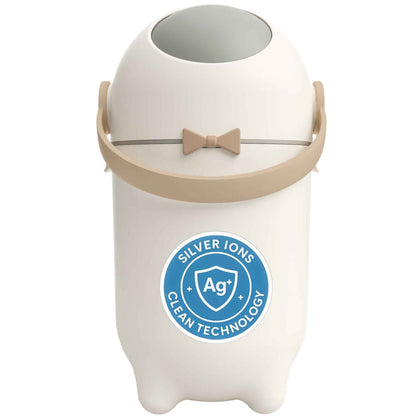 15 Liter / 4 Gallon Boho Ivory Pet Waste Receptacle with Ag+ Silver Ion Odor Blocking