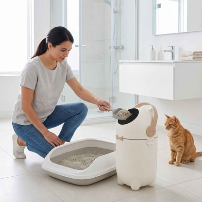 15 Liter / 4 Gallon Boho Ivory Pet Waste Receptacle with Ag+ Silver Ion Odor Blocking