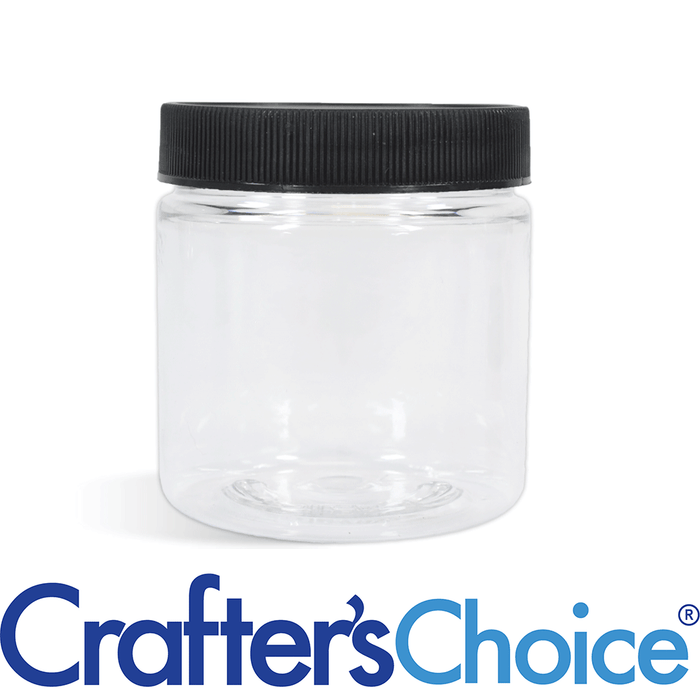 2 oz Clear Basic Jar & Black Ribbed Top Set