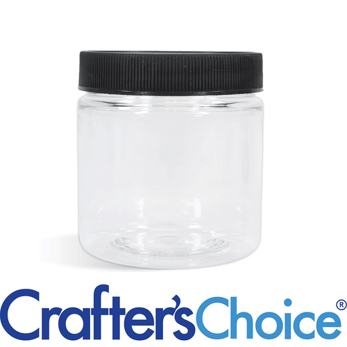 2 oz Clear Basic Jar & Black Ribbed Top Set