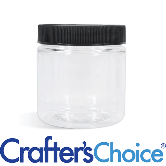 2 oz Clear Basic Jar & Black Ribbed Top Set