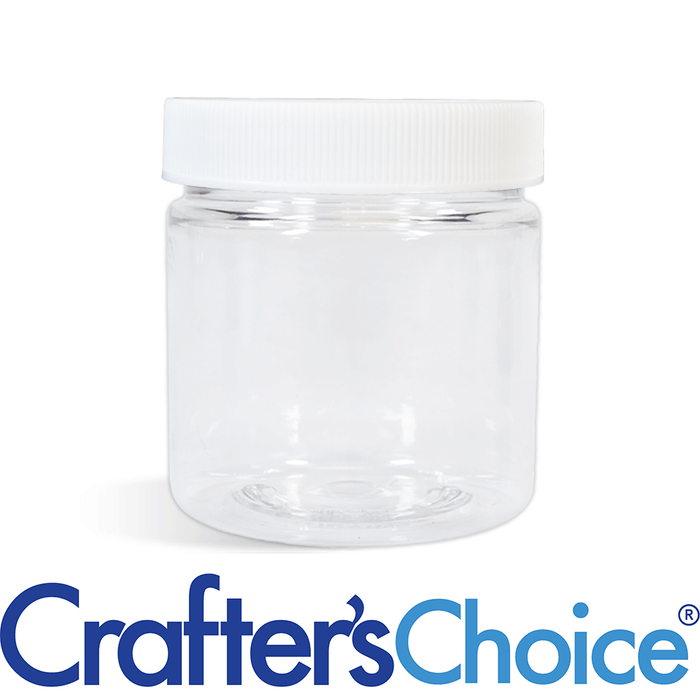 2 oz Clear Basic Jar & White Ribbed Top Set