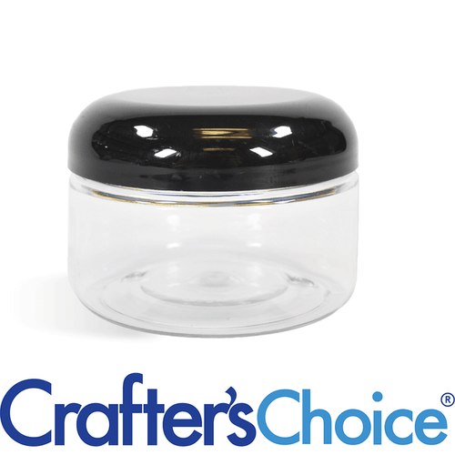 2 oz Clear Heavy Wall Jar & Black Dome Top Set