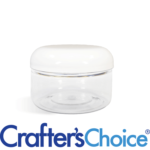 2 oz Clear Heavy Wall Jar & White Dome Top Set