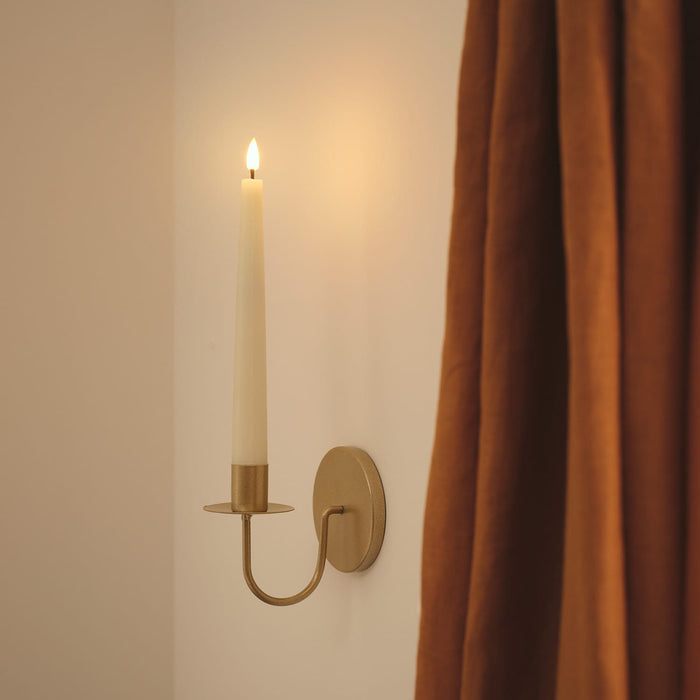 2 TruGlow® Ivory LED Taper Candles and Brass Wall Sconces with Remote Control