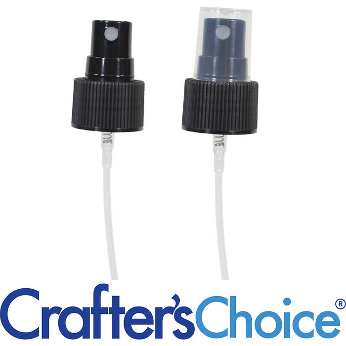 24/410 Black Ribbed Sprayer Top - Clear Cap