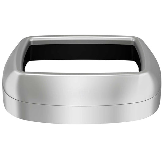30-gallon oval open-top trash can with a fingerprint-resistant stainless steel body, wide disposal opening, slim space-saving profile, black snug-fit lid, and dual AbsorbX odor filters for kitchens, offices, and commercial spaces.
