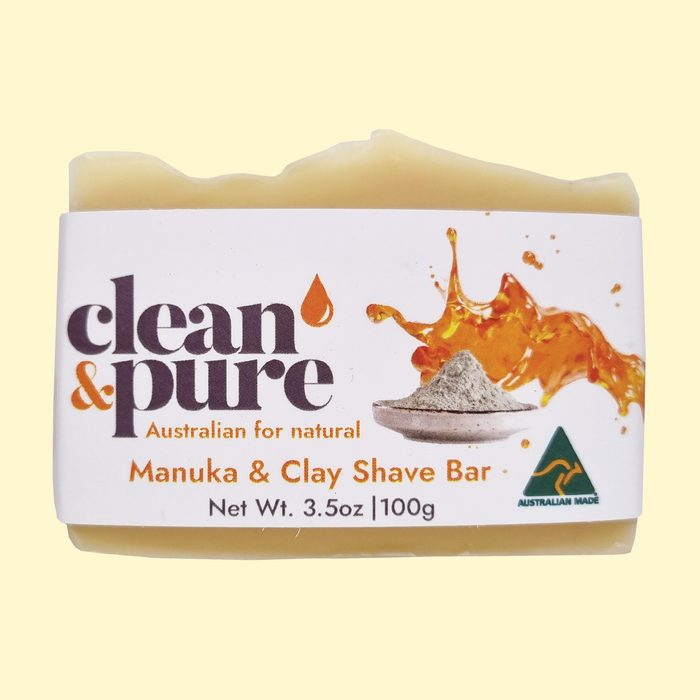 4x MANUKA & CLAY SHAVE BARS WITH 'FREE' SHAVING BRUSH