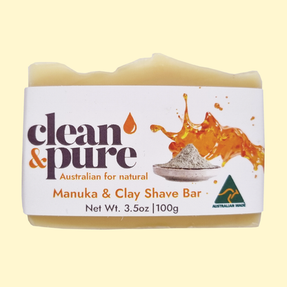 4x MANUKA & CLAY SHAVE BARS WITH 'FREE' SHAVING BRUSH