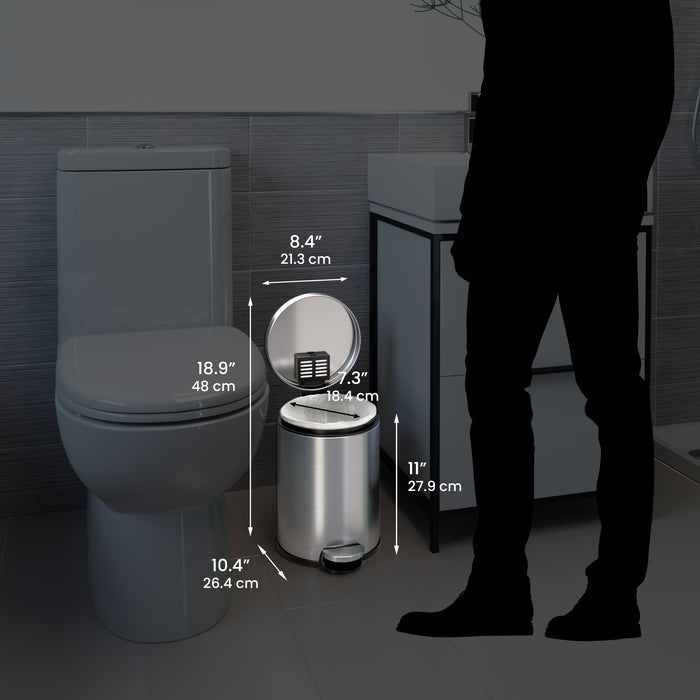 1.3 Gallon / 4.9 Liter SoftStep Round Step Pedal Trash Can dimensions