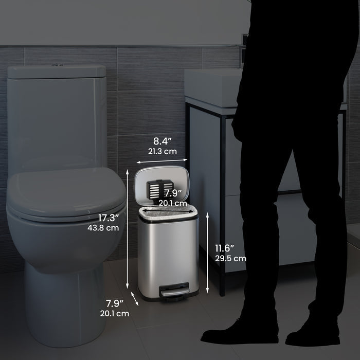 1.32 Gallon / 5 Liter SoftStep Step Pedal Trash Can dimensions