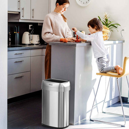 13 Gallon Elliptical Open Top Trash Can in kitchen
