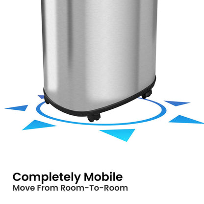 13 Gallon Elliptical Open Top Trash Can with Wheels Completely Mobile