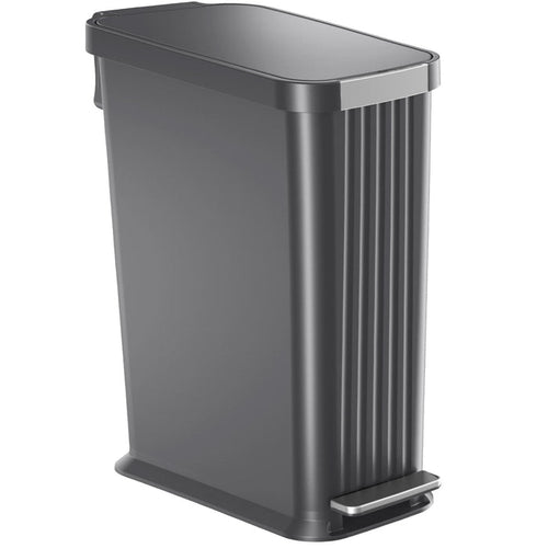 50 Liter / 13.2 Gallon SoftStep Elongated Step Pedal Adult Diaper Pail with AbsorbX Odor Filter (Matte Gray Plastic)
