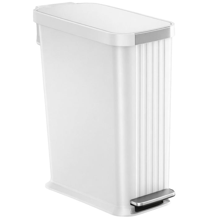 50 Liter / 13.2 Gallon SoftStep Elongated Step Pedal Adult Diaper Pail with AbsorbX Odor Filter (Matte White Plastic)