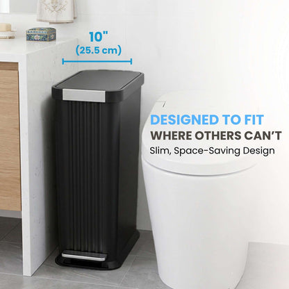 50 Liter / 13.2 Gallon SoftStep Elongated Step Pedal Adult Diaper Pail with AbsorbX Odor Filter (Matte Black Plastic)