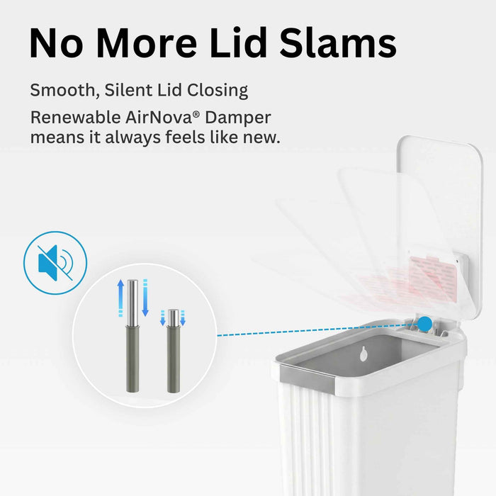 50 Liter / 13.2 Gallon SoftStep Elongated Step Pedal Adult Diaper Pail with AbsorbX Odor Filter (Matte White Plastic)