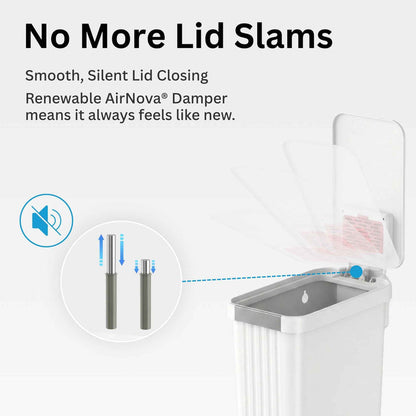 50 Liter / 13.2 Gallon SoftStep Elongated Step Pedal Adult Diaper Pail with AbsorbX Odor Filter (Matte White Plastic)