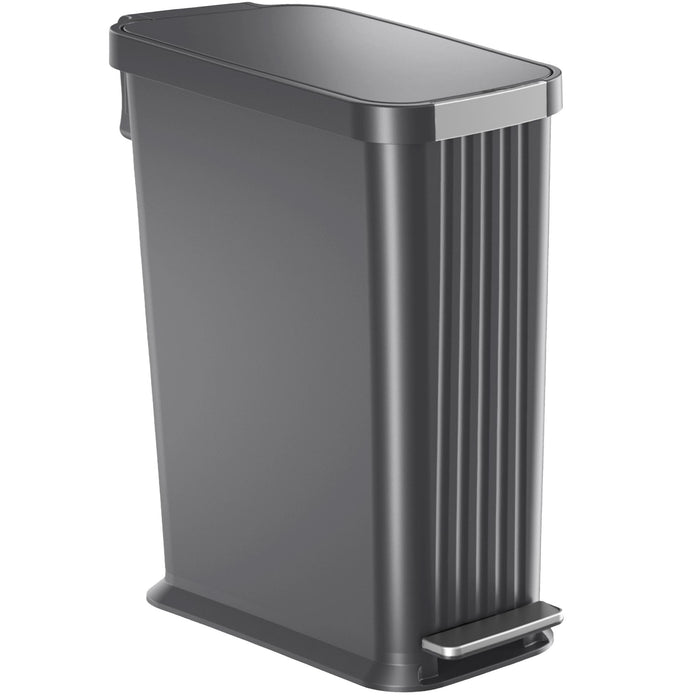 50 Liter / 13.2 Gallon SoftStep Elongated Step Pedal Baby Diaper Pail with AbsorbX Odor Filter (Matte Gray Plastic)