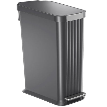 50 Liter / 13.2 Gallon SoftStep Elongated Step Pedal Baby Diaper Pail with AbsorbX Odor Filter (Matte Gray Plastic)