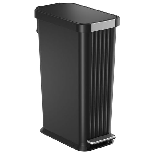 Main product image of the iTouchless PE13BB 50 Liter (13.2 Gallon) step pedal trash can in black with stainless steel trim