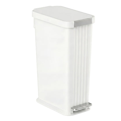 Main product image of the iTouchless PE13WW 50 Liter (13.2 Gallon) step pedal trash can in chalk white with stainless steel trim