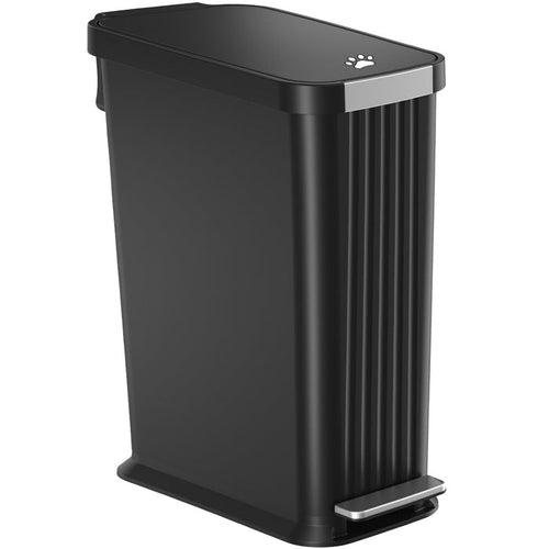 50 Liter / 13.2 Gallon SoftStep Elongated Step Pedal Pet Waste Receptacle with AbsorbX Odor Filter (Matte Black Plastic)