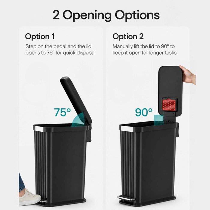 50 Liter / 13.2 Gallon SoftStep Elongated Step Pedal Pet Waste Receptacle with AbsorbX Odor Filter (Matte Black Plastic)