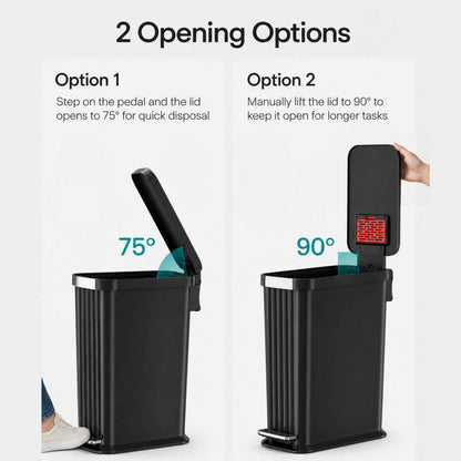 50 Liter / 13.2 Gallon SoftStep Elongated Step Pedal Pet Waste Receptacle with AbsorbX Odor Filter (Matte Black Plastic)
