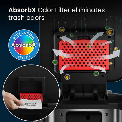 13.2 Gallon / 50 Liter SoftStep Elongated Step Pedal Trash Can AbsorbX Odor Filter eliminates trash odors