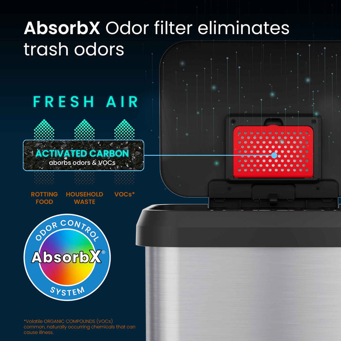 13.2 Gallon / 50 Liter SoftStep EXP Step Pedal Trash Can with odor filter than eliminates trash odors