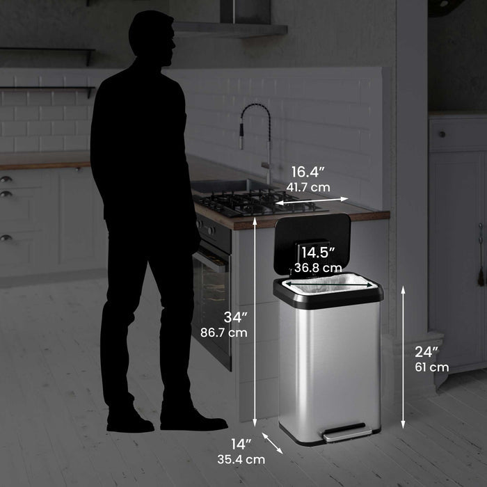 iTouchless 13.2 Gallon / 50 Liter SoftStep EXP Step Pedal Trash Can dimensions