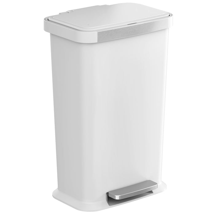 13.2 Gallon / 50 Liter SoftStep Prime Step Pedal Trash Can (White Plastic)