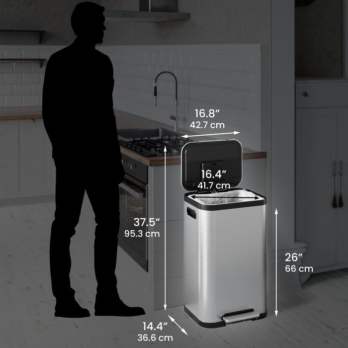 13.2 Gallon / 50 Liter SoftStep ProX Step Pedal Trash Can dimensions