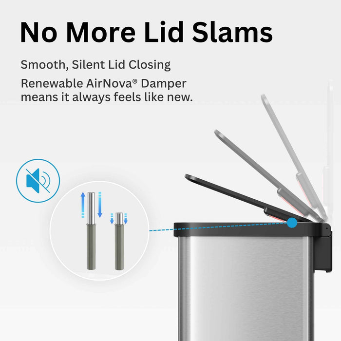 50 Liter / 13.2 Gallon Stainless Steel SoftStep Elongated Step Pedal Pet Waste Receptacle with AbsorbX Odor Filter