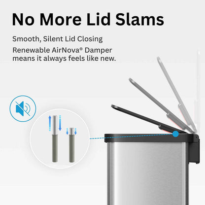 50 Liter / 13.2 Gallon Stainless Steel SoftStep Elongated Step Pedal Pet Waste Receptacle with AbsorbX Odor Filter