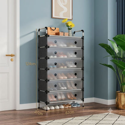 6-Layer Steel Shoe Rack – Large Capacity Organizer (Pink & Silver)