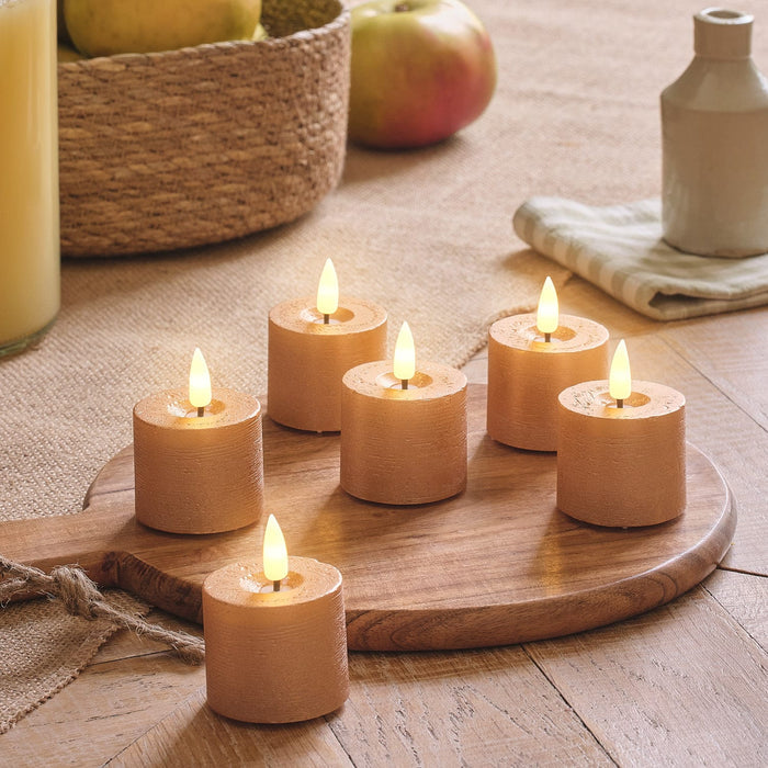 6 TruGlow® Copper Distressed LED Votive Candles with Remote Control