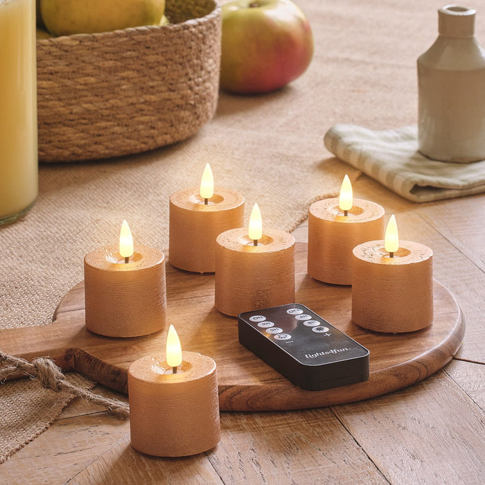 6 TruGlow® Copper Distressed LED Votive Candles with Remote Control