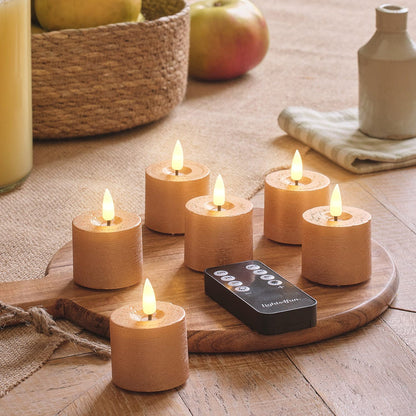 6 TruGlow® Copper Distressed LED Votive Candles with Remote Control