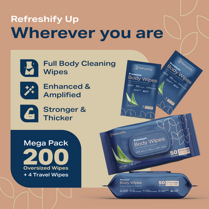 600 Wet Body Wipes for Adults – No Rinse Shower Wipes (XL)