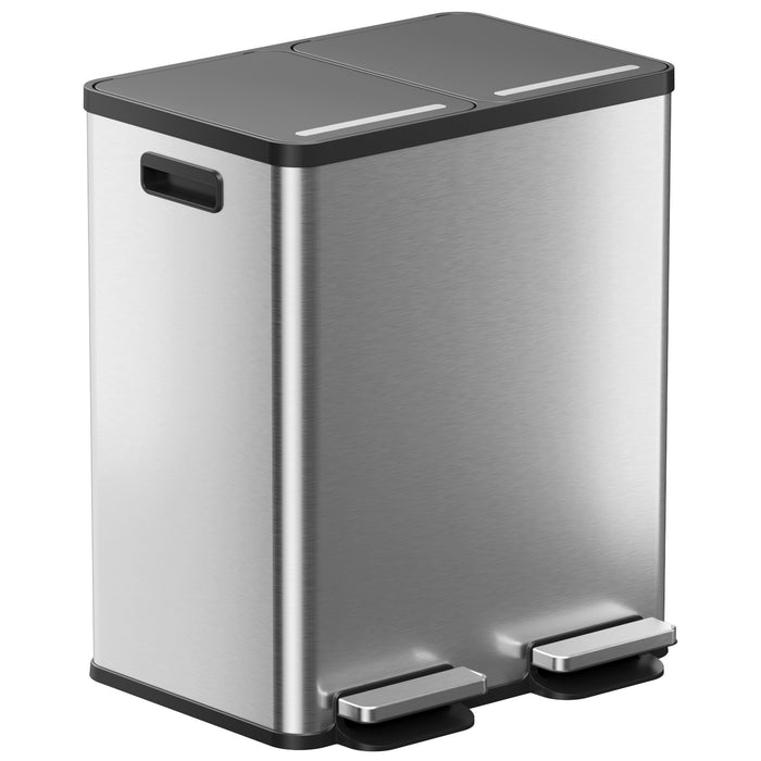 16 Gallon / 60 Liter SoftStep Dual Compartment Trash Can and Recycle Bin