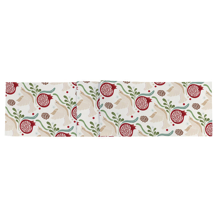 72" Long Winter Berry Cotton Table Runner Christmas