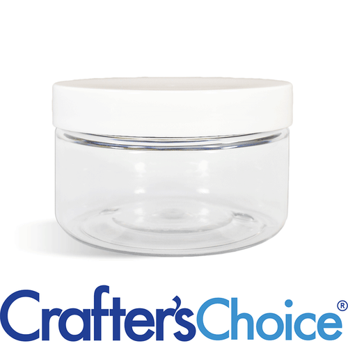 8 oz Clear Heavy Wall Jar & Wht Straight Top Set