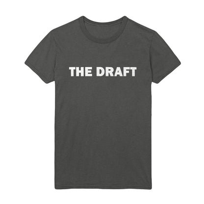 photo of back of shirt with the text "The Draft" in bold lettering.